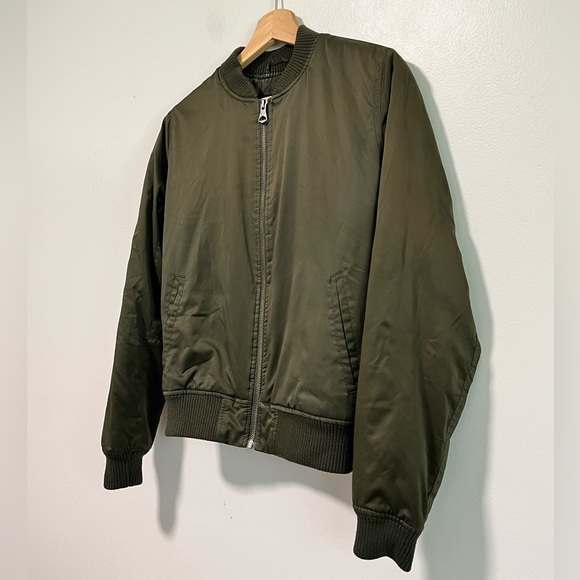 American Eagle Olive Green Bomber Jacket Unisex XS - Picture 6 of 14